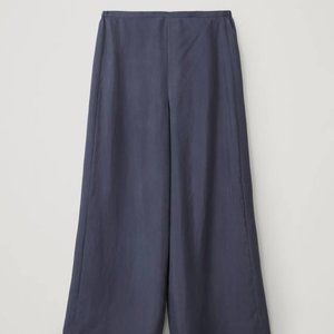 NEW WITH TAGS- COS 100% Mulberry Silk Wide Leg Trousers in Navy